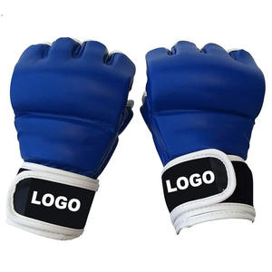 Unisex MMA Gloves Leather Half Finger Velcro Closure Black White Martial <b>Arts</b> Training Gear - Product Image 5