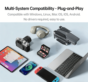 Lecteur de cartes tout-en-un ultra-rapide FEIXUAN 10 Gbit/s CF/SD/TF, lecture simultanée de deux cartes + étui de stockage pour 8 cartes, type C - Product Image 2