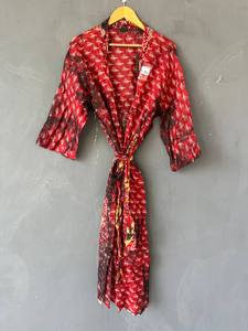 Kimono de algodón con cuello en V y efecto tie-dye para mujer, kimono largo de algodón estilo bohemio, túnica tie-dye hecha a mano, pareo ligero para la playa - Product Image 5