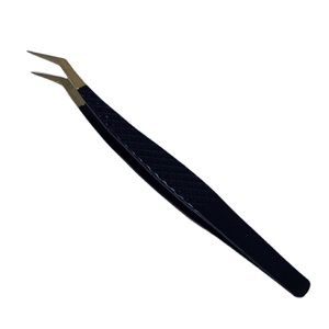 Pinzas de pestañas de calidad fina de acero inoxidable negro mate y dorado Pinzas de pestañas de calidad superior rectas y curvas - Product Image 1