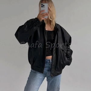 Women Fashion <b>Leather</b> <b>Jacket</b> Over Sized Drop Shoulder Style Designer Girls Casual Distressed Vintage Real <b>Genuine</b> <b>Leather</b> <b>Jacket</b> - Product Image 3