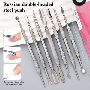 Outil à ongles réutilisable en acier inoxydable double tête pour manucure, nettoyage, dissolvant de vernis gel et repousse-cuticules, vente en gros - Product Image 6
