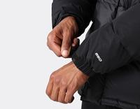 Veste matelassée unisexe noire à capuche coupe-vent écologique respirante décontractée pour l'hiver coupe régulière fermeture éclair broderie sur le devant