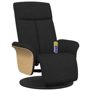 Fauteuil inclinable de massage en tissu noir avec repose-pieds, produit de relaxation confortable - Product Image 2