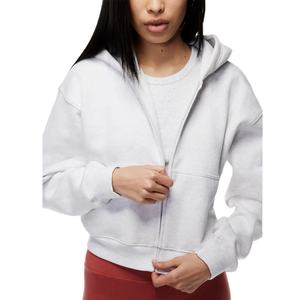 2025 High Quality Custom Logo Cotton Fleece Women <b>Crop</b> Top and Biker Short <b>Crop</b> <b>Hoodie</b> Sweatshirt <b>Zip</b> <b>up</b> Hoodies - Product Image 2