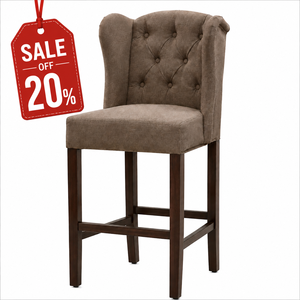 Chaise de comptoir rembourrée moderne avec dossier haut capitonné et pieds en bois massif, confortable et rembourrée pour chaise rembourrée - Product Image 4