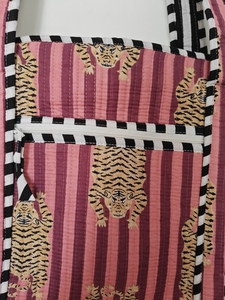 For Floral Print <b>Medium</b> <b>Size</b> Cotton Beach Tote <b>Bag</b> with Double Handles Zipper Closure Daily Use - Product Image 5
