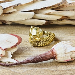 Latest High Demand Skull <b>Ring</b> Gothic Brass <b>Rings</b> <b>For</b> <b>Men</b> 18k Gold Plated Winged Skeleton Punk Biker Jewelry Wholesale/OEM/ODM - Product Image 5