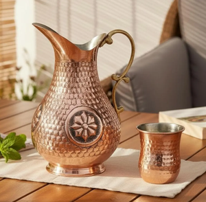 Nouveauté : Carafe en verre finition rustique, design martelé, tasses et soucoupes à thé vintage, compatibles lave-vaisselle, pour hôtels, restaurants et usage domestique - Product Image 5
