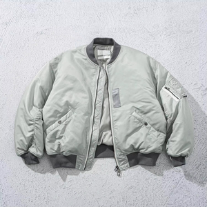 Servicio OEM, Chaqueta Bomber Vintage Personalizada, Bordado Térmico, Cuello Alto, Cierre de Cremallera, Diseño Casual Holgado para Invierno, Chaquetas para Hombre - Product Image 1