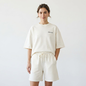 Prix de gros, ensemble décontracté pour femmes de haute qualité, chemise à manches courtes et short, 100% coton, respirant, écologique - Product Image 4