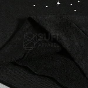 Sudadera con Capucha Extra Grande de Punto Forrada para Invierno con Pedrería Brillante y Logotipo Frontal, Cómoda y Llamativa, de Poliéster/Algodón - Product Image 3