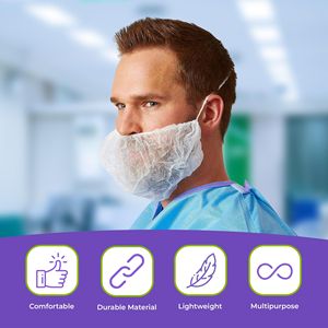 Filets à barbe en nylon jetables blancs de 18x8 pouces pour hommes Pack de gardes à boucle élastique respirante 100 pour les hôtels de restaurants de service - Product Image 5