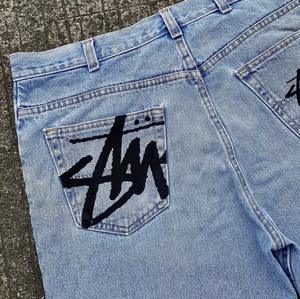 Pantalones Cortos de Mezclilla para Hombre, Estilo Urbano, con Estampado Personalizado, Desgastados, Vintage, Transpirables, Resistentes al Viento, con Parches, Estilo Holgado - Product Image 3