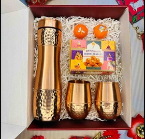 Nouvelle arrivée - Bouteille d'eau en cuivre écologique classique marron - Design ayurvédique personnalisé - Anti-fuite - Coffret cadeau - Yoga - Camping - Voyage - Product Image 5