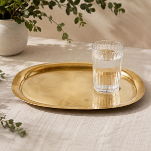 Luxury <b>Gold</b> Oval Serving <b>Tray</b> with Raised Edge – Elegant Decorative Tabletop Platter for Home, Hotel & Events - Product Image 5