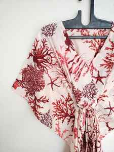 ชุดเดรสผ้าฝ้ายพิมพ์ลายปะการังสไตล์โบฮีเมียน สำหรับคลุมชุดว่ายน้ำ เหมาะสำหรับใส่ไปรีสอร์ทและวันพักผ่อน - Product Image 6