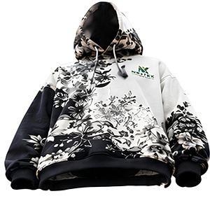 ผู้ผลิตเสื้อฮู้ดดี้แบบ OEM ลายดอกไม้สีดำขาวสไตล์สตรีทแวร์ - Product Image 4