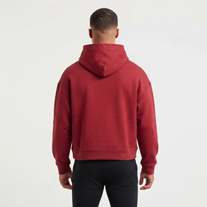 Sweat-shirts à capuche boxy personnalisés 450 g/m² en molleton épais avec impression en relief pour homme – Style hiver, 100 % coton - Product Image 3