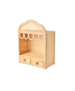 Armoire de jeu en rotin tressé pour enfants, type stand de marché, avec tiroirs et crochets de suspension, pour jeux de rôle et rangement de chambre d'enfant - Product Image 2