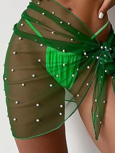 Women's Sheer Pearl Sarong <b>Wrap</b> <b>Bridal</b> Swimsuit Cover-Up Bride Beach Honeymoon Outfit Bachelorette Party Bikini Waterproof UV - Product Image 4