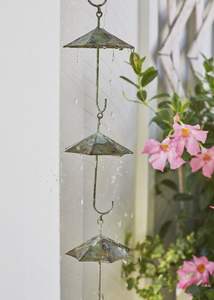 Chaîne de pluie en métal de qualité supérieure pour installation extérieure, jardin, patio et affichage visuel de l'eau de pluie - Product Image 6