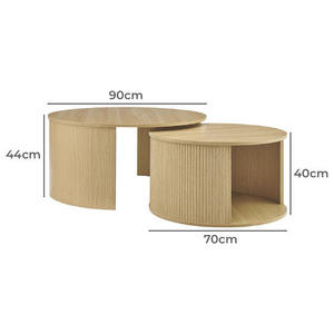 Modern Light Luxury Solid Wood Round <b>Coffee</b> <b>Table</b> With Curved Wood Design For Hotel Living Room Apartment Home Lounge - Product Image 6