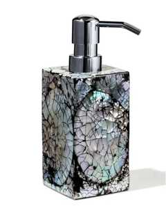 Dark <b>Abalone</b> <b>Shell</b> Inlay Square Soap Dispenser Luxury Crushed <b>Shell</b> Mosaic Resin Lotion Bottle Premium Bathroom Accessories - Product Image 1