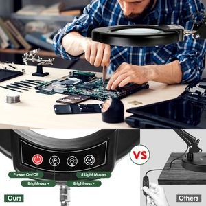 Lámpara de Escritorio con Lupa de 10X con Lente de Vidrio Real, con Luz y Soporte, Lámpara de Aumento Premium - Product Image 3