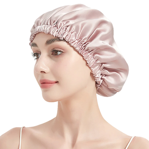 100% Pure Mulberry Silk <b>Bonnet</b> Sleep Cap Adjustable Silk Night Cap Double Layer Hair Wrap Elastic Headwrap for Women - Product Image 1