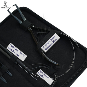 Premium Quality Stainless Steel Complete Hair Extension Application <b>Tool</b> Set Pulling Hook Hair Clips Removal Pliers Organizer - Product Image 5