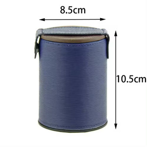 Copa de Dados Redonda de PU Azul, Estilo Clásico, Estuche de Almacenamiento Duradero para Juegos de Adultos - Product Image 3