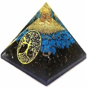 Vente en gros de pierres d'orgonite turquoise tourmaline noire naturelle Cristaux de guérison style Feng Shui Pyramide arbre de vie - Product Image 1