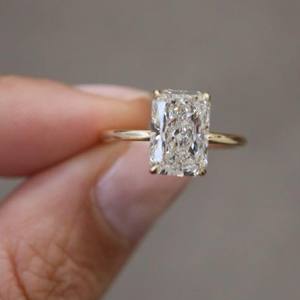 Anillos de banda de diamantes radiantes de oro blanco sólido de 14K personalizados VVS Moissanite 925 anillo de diamantes de plata esterlina para mujer - Product Image 5