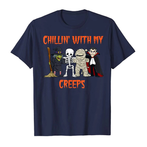 Halloween Men's Breathable Cotton T-Shirt Durable Retro Vintage Witch on Broom Design Front Customizable Silk Screen Printed - Product Image 3