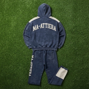 Conjunto de chándal de dos piezas para hombre: sudadera con capucha vintage con cremallera y pantalones de chándal de pierna ancha, venta al por mayor personalizada - Product Image 5