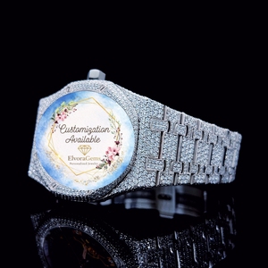 Reloj Inteligente ElvoraGems Unisex de Moda con Caja de Moissanita, Correa de Acero Inoxidable con Gemas, Personalización Disponible, 42 mm, Resistente al Agua 10 Bar - Product Image 2