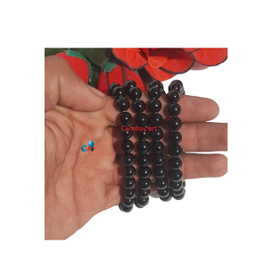 Premium Black Obsidian Healing <b>Crystal</b> Polished Engraved Love Theme Handmade Stretch <b>Bracelet</b> Factory Supplier - Product Image 4