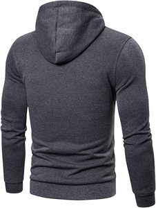 Sweat à capuche uni pour homme, manches longues, respirant, en polyester, pour l'automne - Product Image 3