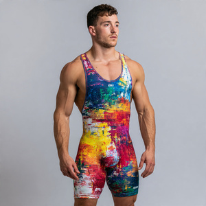 Professional Weightlifting Wrestling <b>Singlet</b> <b>Men's</b> Workout Fitness Wear Wrestling <b>Singlets</b> Customized Sublimation Wrestling Tops - Product Image 3