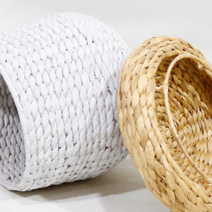 Cesta de almacenamiento en forma de seta de jacinto de agua tejida a mano ecológica con tapa Natural para cualquier uso - Product Image 2