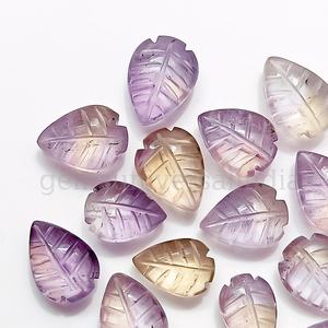 Perles de feuille sculptées à la main amétrine naturelle 14x10mm amétrine pierres précieuses en vrac breloques pour la fabrication de bijoux fournitures par fabricant en vrac - Product Image 5