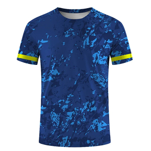 T-shirt sportif pour homme en jersey tricoté 100% coton, bleu uni, manches courtes, col rond, coupe ample, séchage rapide, écologique, 220g - Product Image 4