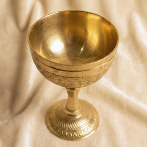 Handmade Brass <b>Goblet</b> With Embossed Vintage Design For Wedding Wine Serving Round Metal Cup - Product Image 3