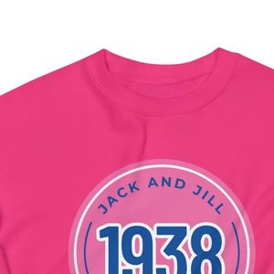 เสื้อสเวตเชิ้ตแจ็คแอนด์จิลสีชมพูพร้อมลายวงกลมสีน้ำเงินปี 1938 คอกลม แขนยาว สวมใส่สบายๆ ทุกวัน ขายส่ง - Product Image 3