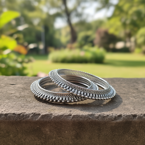 Ethnic German <b>Silver</b> <b>Bangles</b>-Classic Fashion <b>Bracelets</b> for Engagement - Product Image 3