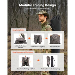 Capanno da Caccia Portatile e Resistente a 270 Gradi con Vista Panoramica per 4-5 Persone, Pop-Up, con Borsa per il Trasporto - Product Image 6
