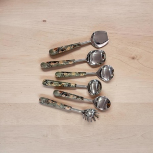Ensemble d'ustensiles de service vintage en métal, 6 pièces, avec poignées à motifs, pour la cuisine - Product Image 6