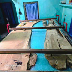Sustainable Luxury Modern <b>Dining</b> Room Conference Table Live Edge River Table with Epoxy Resin for Entry of Hotels - Product Image 5