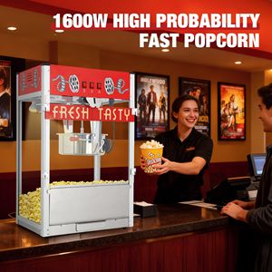 Macchina per Popcorn Commerciale Usata, Pentola da 30 Oz, 1650W, Rossa, da Tavolo, Stile Cinema, 3 Interruttori - Product Image 1